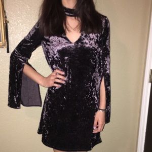 Dark purple velvet dress